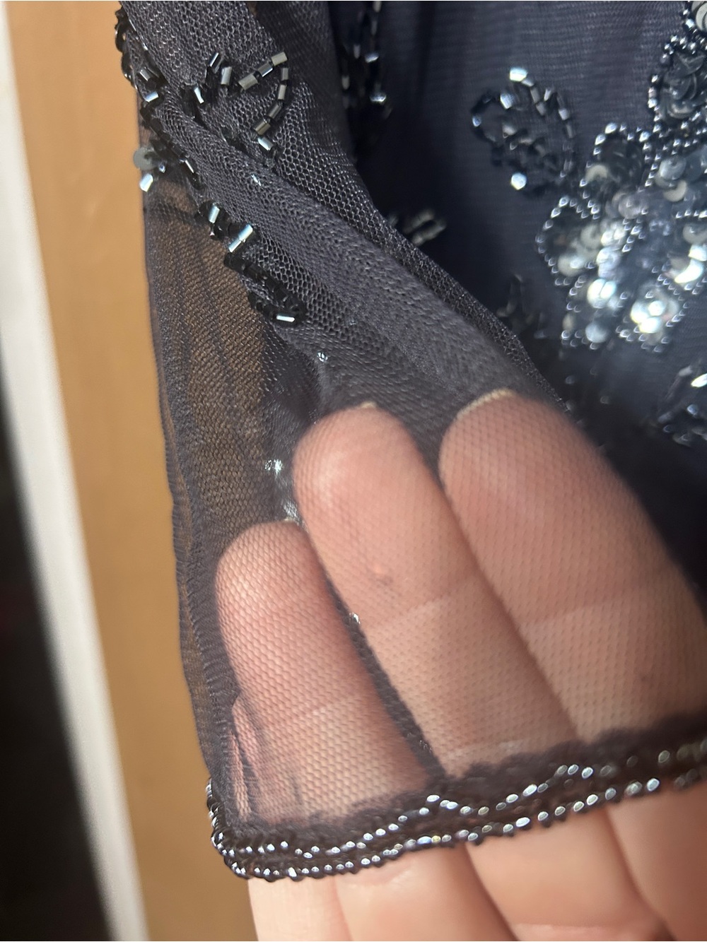 Charcoal Beaded Lace Sheath Dress - Evening Elegance - Picture 12 of 13